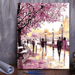 VIVA™ DIY Painting By Numbers -  Cherry Blossoms Road (16"x20" / 40x50cm)