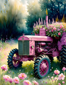 VIVA™ Pink Tractors Collection (EXCLUSIVE) - Vintage Vista (16"x20"/40x50cm)