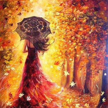 VIVA™ DIY Painting By Numbers - Beautiful Woman Autumn Landscape (16"x20" / 40x50cm)