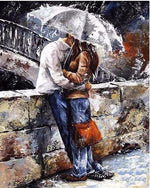 VIVA™ DIY Painting By Numbers - Rainy Day Kiss by the Bridge (16"x20" / 40x50cm)