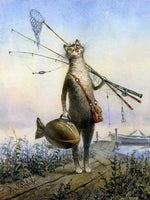 VIVA™ DIY Painting By Numbers - Cat Fishing (16"x20" / 40x50cm)