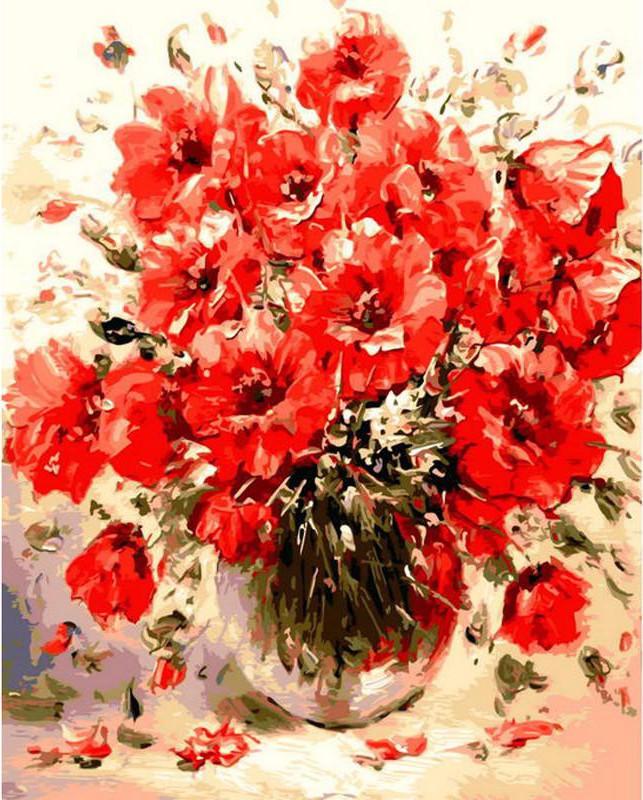 VIVA™ DIY Painting By Numbers - Red Flowers (16"x20" / 40x50cm)