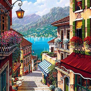VIVA™ DIY Painting By Numbers - Coffee Town Landscape (16"x20" / 40x50cm)