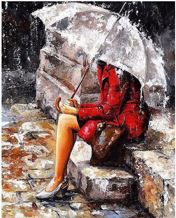 VIVA™ DIY Painting By Numbers - Girl Under the Umbrella (16"x20" / 40x50cm)