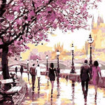 VIVA™ DIY Painting By Numbers -  Cherry Blossoms Road (16"x20" / 40x50cm)