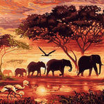 VIVA™ DIY Painting By Numbers - Elephants Landscape (16"x20" / 40x50cm)