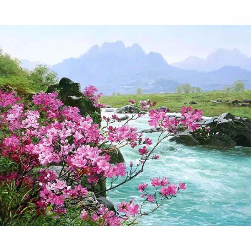 VIVA™ DIY Painting By Numbers - Flower River (16"x20" / 40x50cm)