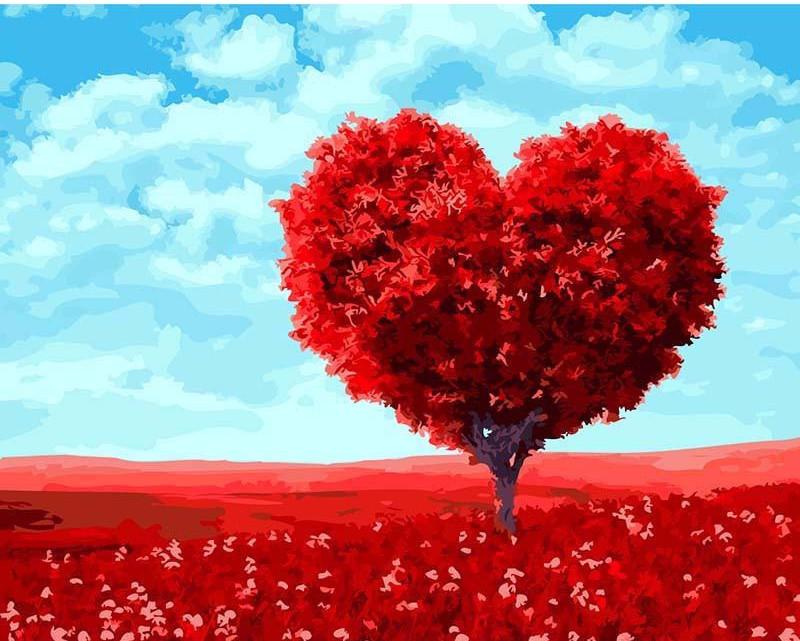 Celebrate the Beauty of Love and Nature with VIVA™ DIY Painting By Numbers - Heartwood (16x20" / 40x50cm), a Heart-Shaped Tree Art Experience to Relax and Inspire