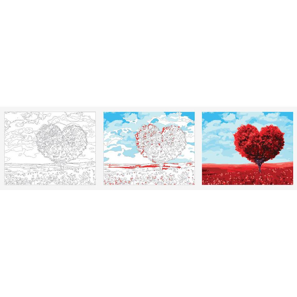 Celebrate the Beauty of Love and Nature with VIVA™ DIY Painting By Numbers - Heartwood (16x20" / 40x50cm), a Heart-Shaped Tree Art Experience to Relax and Inspire