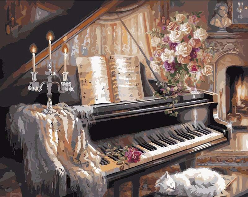 VIVA™ DIY Painting By Numbers - Vintage European Piano (16"x20" / 40x50cm)