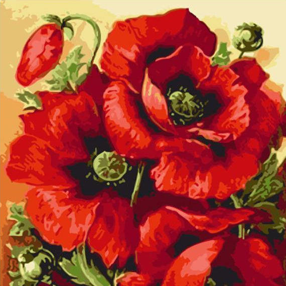 VIVA™ DIY Painting By Numbers - Red Flower (16"x20" / 40x50cm)