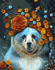 VIVA™ DIY Painting By Numbers - Bear in flowers (16x20" / 40x50cm)