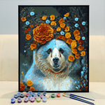 VIVA™ DIY Painting By Numbers - Bear in flowers (16x20" / 40x50cm)