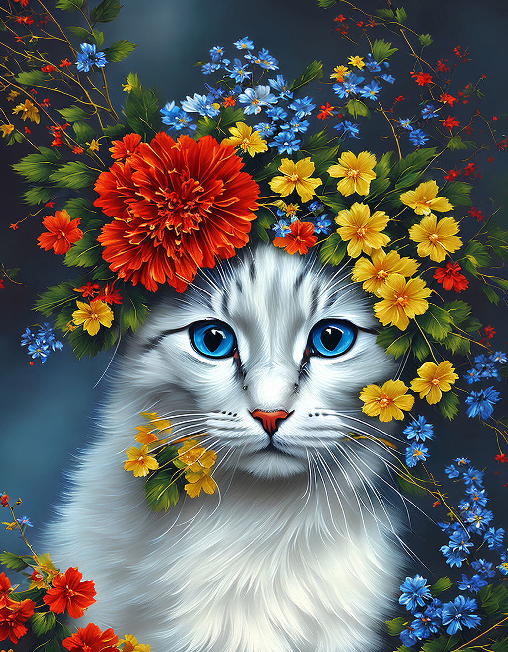 VIVA™ DIY Painting By Numbers - Cat in flowers (16x20" / 40x50cm)