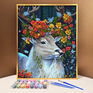 VIVA™ DIY Painting By Numbers - Deer in flowers (16x20" / 40x50cm)