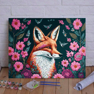 VIVA™ DIY Painting By Numbers - Fox in flowers (16x20" / 40x50cm)