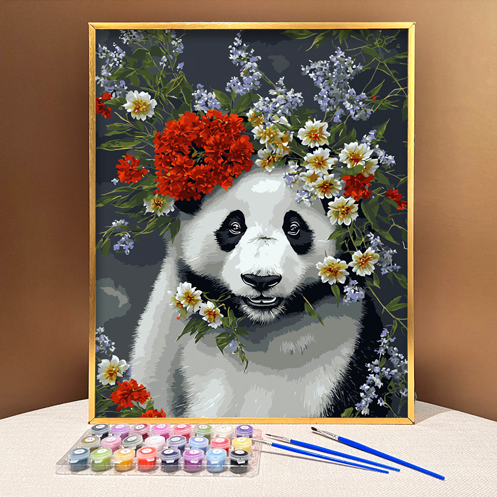 VIVA™ DIY Painting By Numbers - Panda in flowers (16x20" / 40x50cm)