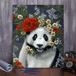 VIVA™ DIY Painting By Numbers - Panda in flowers (16x20" / 40x50cm)