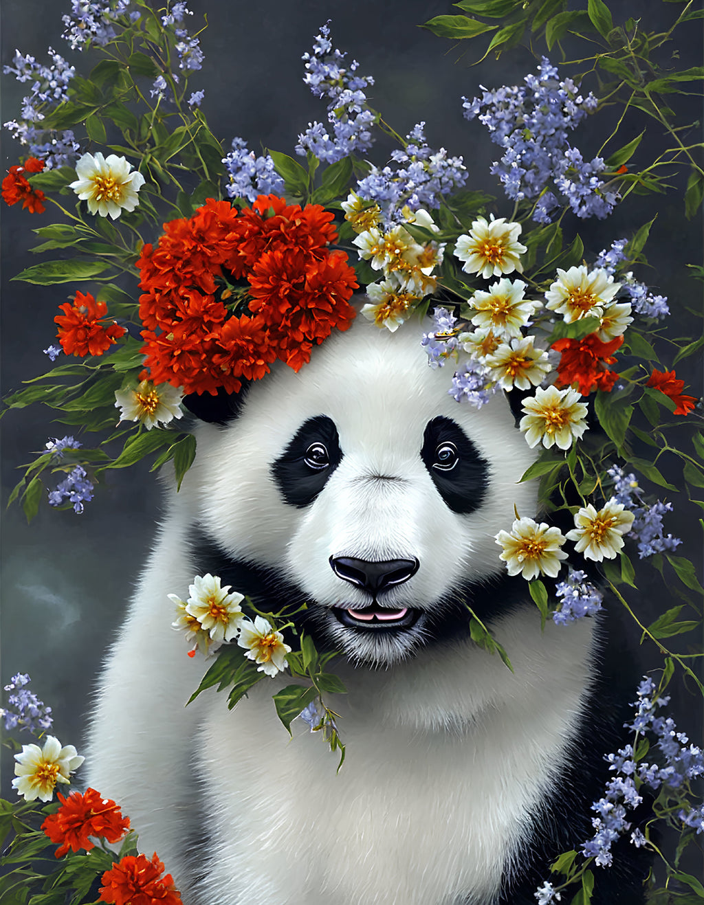 VIVA™ DIY Painting By Numbers - Panda in flowers (16x20" / 40x50cm)