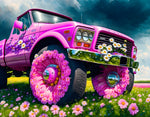 Drive into Adventure and Relaxation with VIVA™ DIY Painting By Numbers (EXCLUSIVE) - Wildflower Rampage: Pink Ford F-150 Edition (16"x20"/40x50cm)