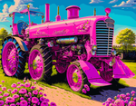 VIVA™ Pink Tractors Collection (EXCLUSIVE) - Pink Stretch Tractor(16"x20"/40x50cm)